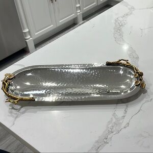 Elegant Silver and Gold Decorative Tray